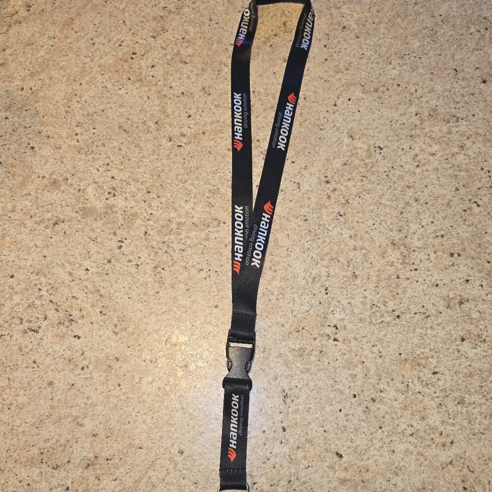 Hankook Tire Black Keychain Lanyard Wristlet ID Badge Holder Racing